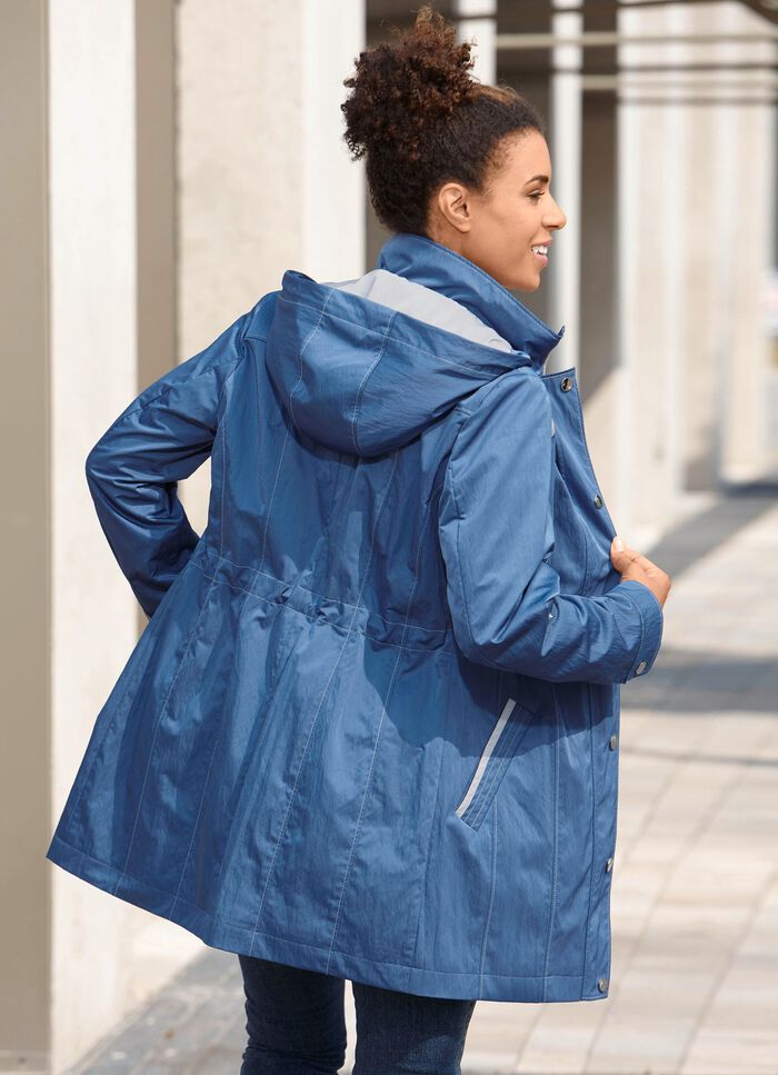 Lange jas met oprolbare mouwen 