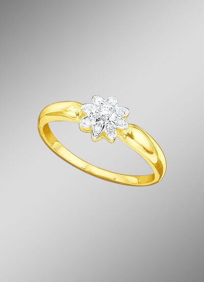 Damesring met briljant en diamanten 