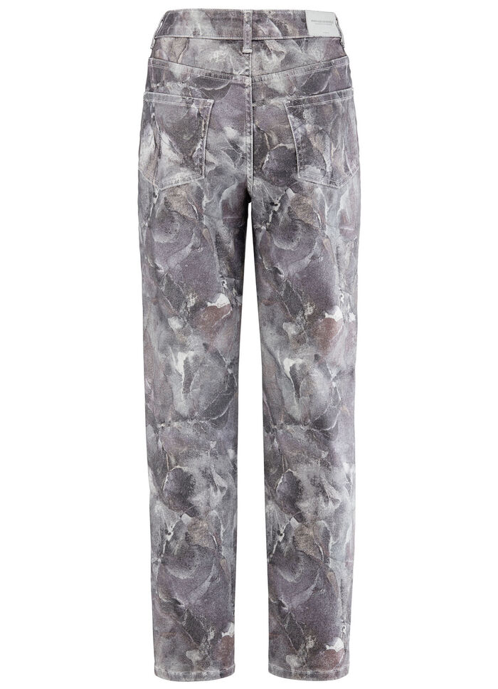 Prachtig gebloemde broek GRIJS-BES-ECRU
