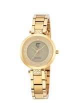 ETT-dameshorloge op zonne-energie met roestvrijstalen polsband en kast 