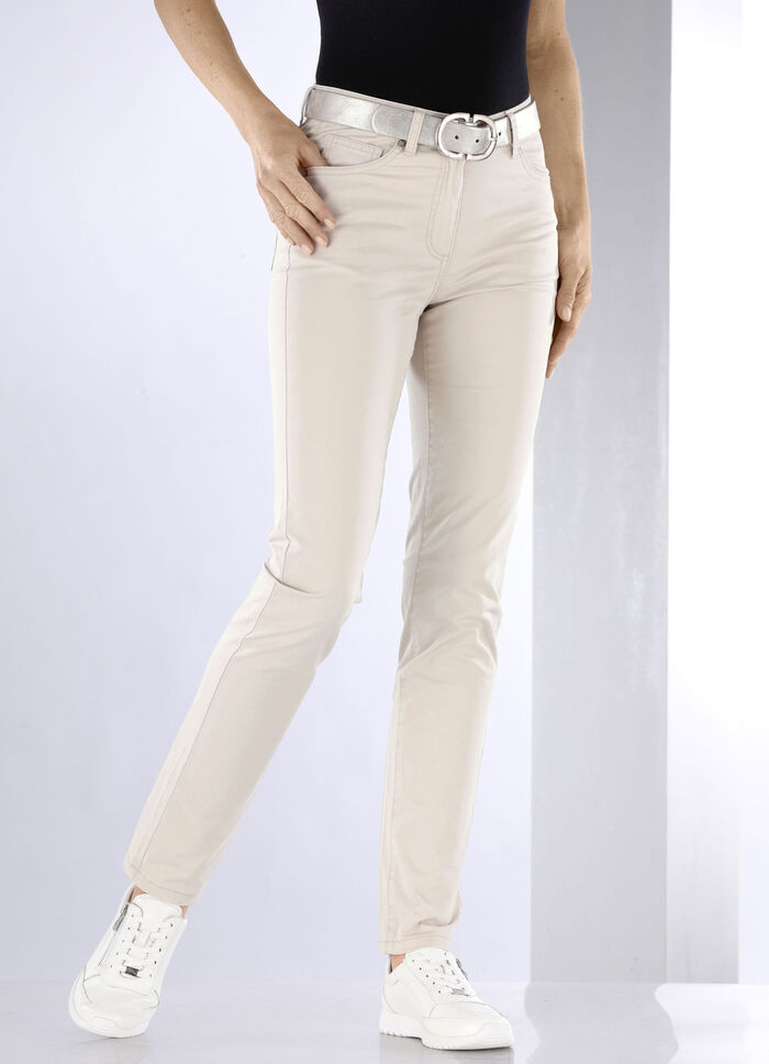 Jeans met push-up-effect BEIGE