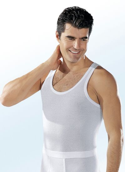 Pfeilring set van drie onderhemden, van dubbele ribstof, wit 