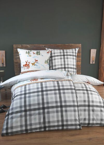 Beddengoedset met idyllisch winterdesign 