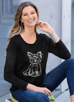 Trui met hondje van boucl&eacute; garen 