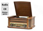 Nostalgische stereo-installatie met een rustieke behuizing van echt eikenhout 