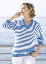 Trui met gestreept dessin JEANSBLAU-ECRU