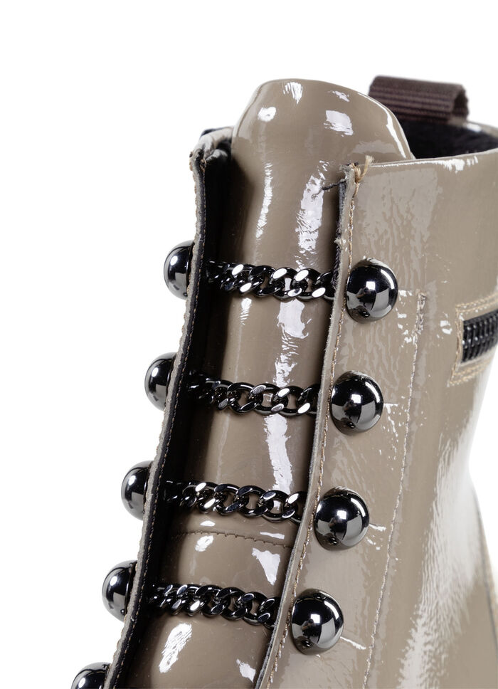 Remonte enkellaarsjes met trendy sierkettingen in veterlook TAUPE