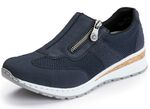 Rieker pantoffels gemaakt van zacht nubuck en textielmateriaal DONKERBLAUW