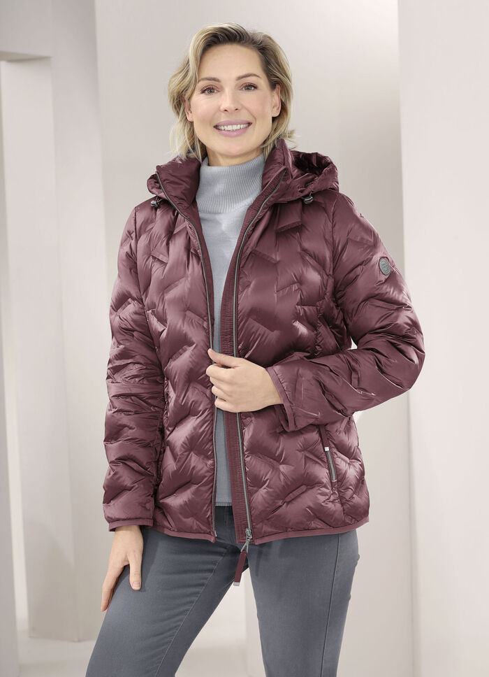 Donsjack met afneembare capuchon MAUVE