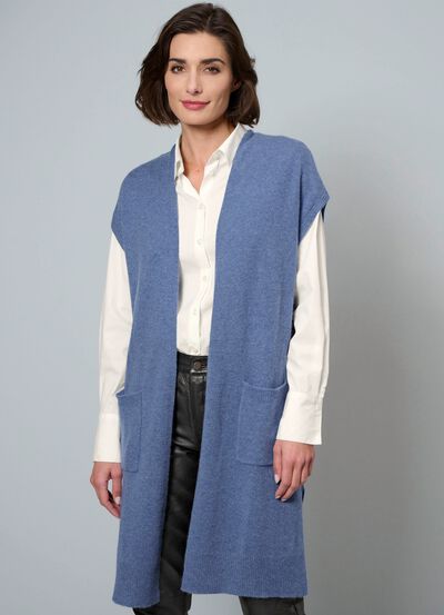 Lang gebreid kasjmier vest 