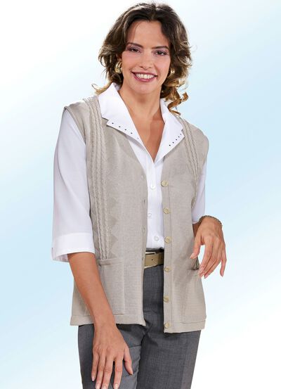 Gebreid vest met kabelpatroon 