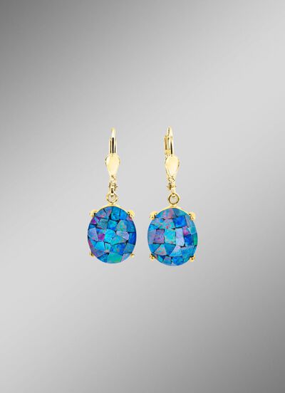 Oorbellen met moza&iuml;ek-opaal triplet, beh. 