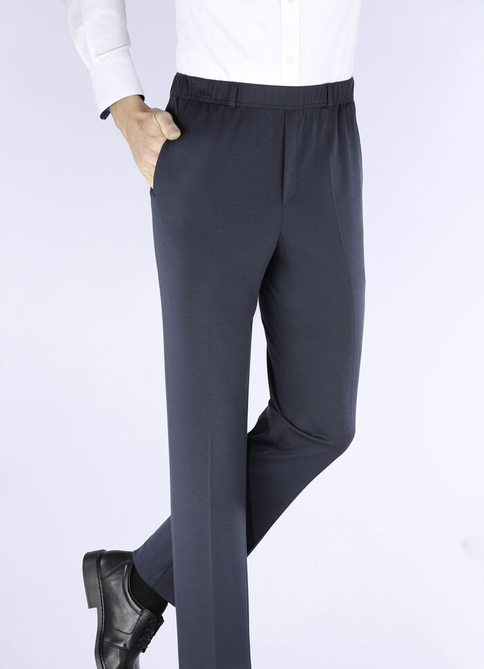 Superstretch slip-on broek “Klaus Models” in 4 kleuren MARINE GEMÊLEERD