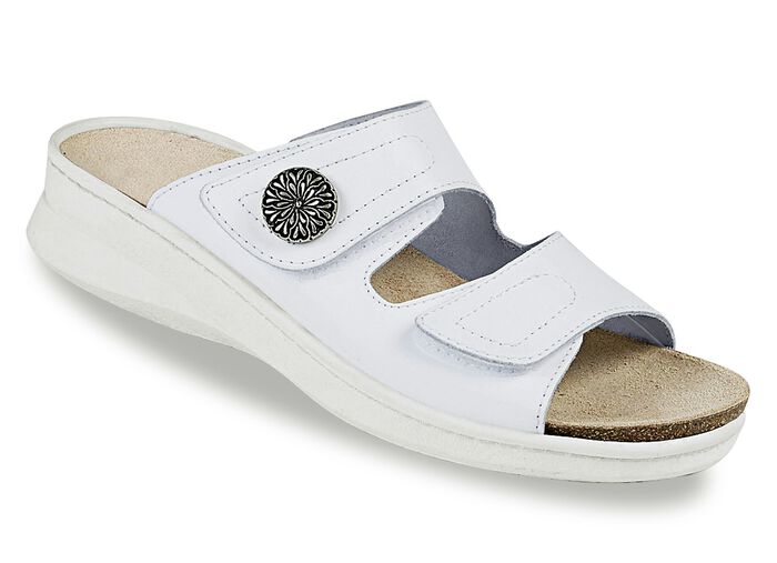 Comfortabele damesmuiltjes met uitneembaar voetbed WIT