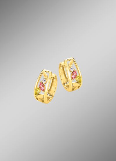 Creolen met edelstenen en synthetische zirkonia 