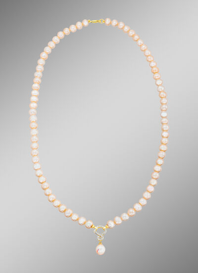 Ketting met gekweekte zoetwaterparels en witte topaas 
