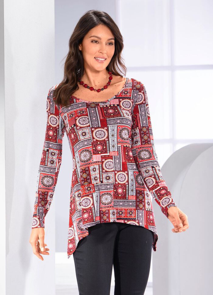 Shirt met gebogen zoom 