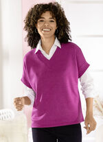trui met ribaccenten FUCHSIA