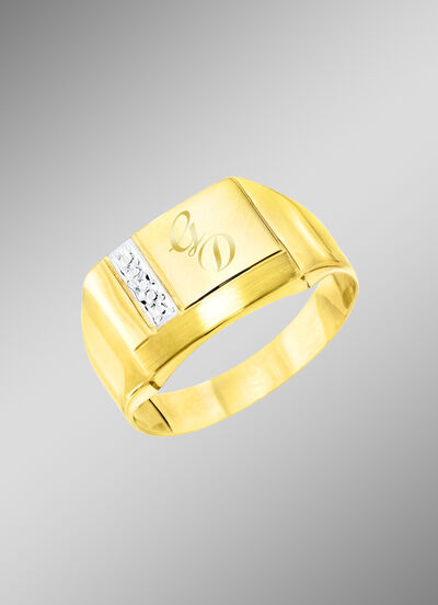 Populaire herenring in bicolor, met diamant 