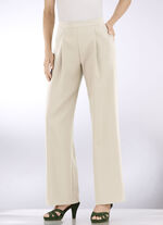 Broek met plooien in modieuze breedte BEIGE