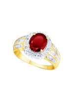 Damesring met echte granaat en diamanten 