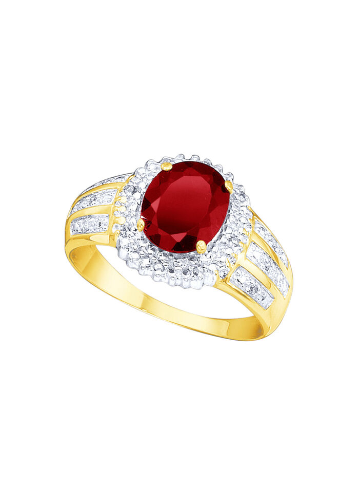 Damesring met echte granaat en diamanten 