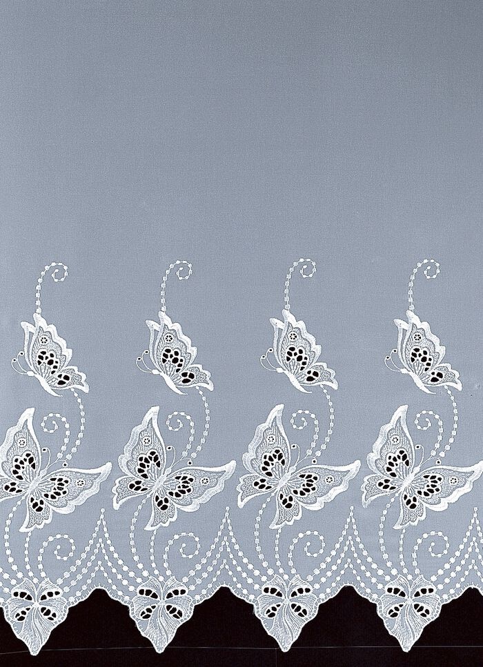 Lange vitrage met plauener kant 