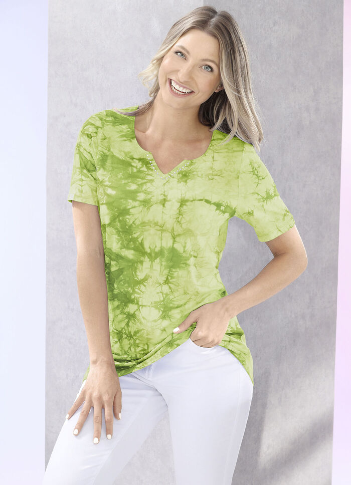 Shirt in batik-look in 2 kleuren PISTACHE BATIK