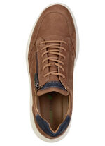 Waldläufer, comfortabele herensneakers, breedte H, met uitneembaar voetbed COGNAC-MARINE
