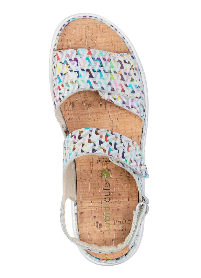 Ranger-sandaal van effectief bedrukt nubuckleer ECRU-KLEURRIJK