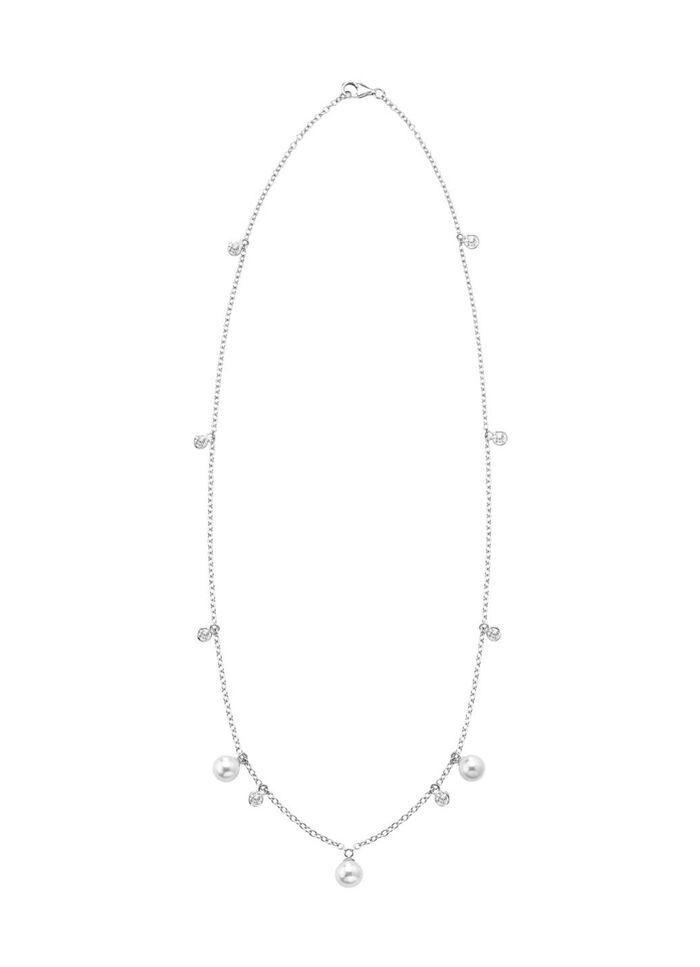 Ketting met zoetwaterparels en synthetische zirkonia 