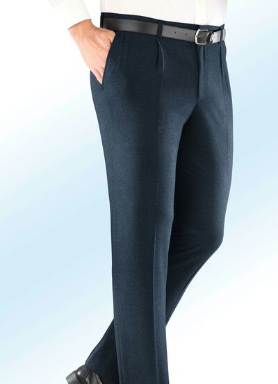 Stretchbroek ‘Klaus Models’ met plooien ROOKBLAUW