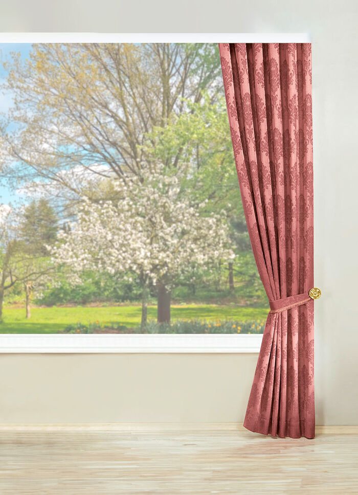 Jacquard bovengordijn met universele railtape ROSÉ