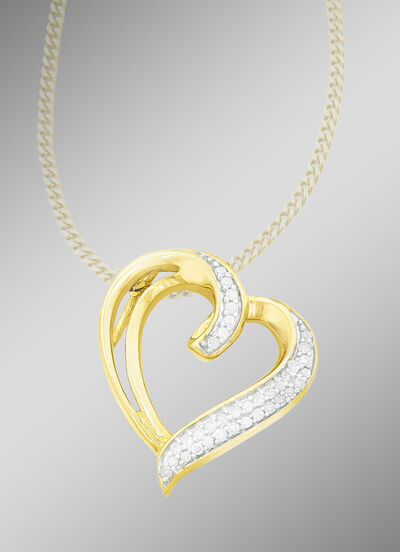 Betoverende hartvormige kettinghanger met diamanten 