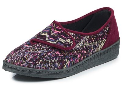 Klassieke damespantoffels, breedte H, met klittenbandsluiting 