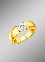 Volledig massieve solitair-damesring met briljant 