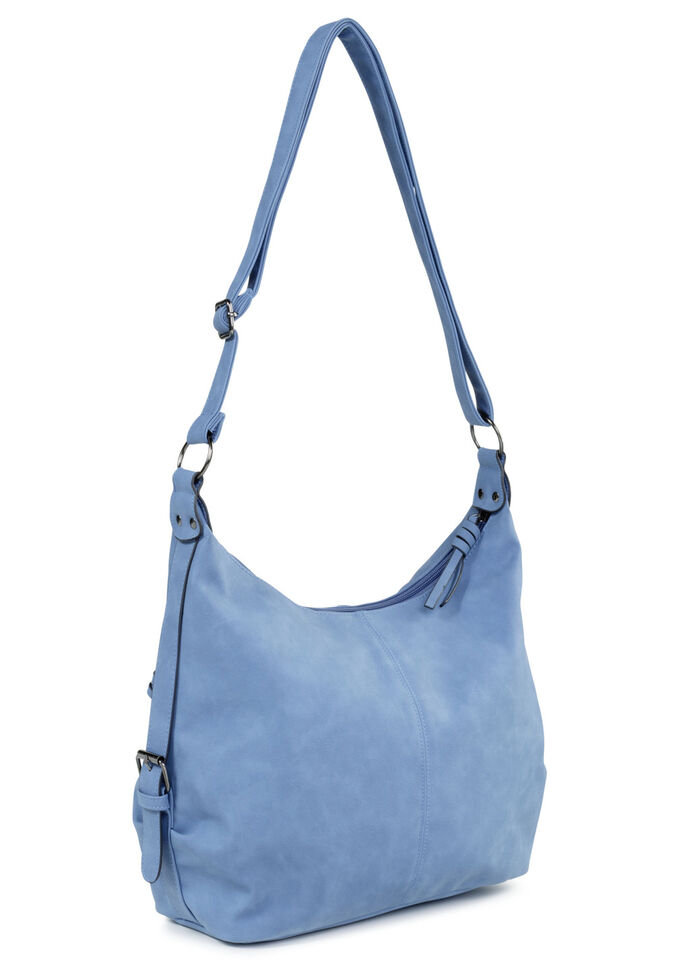 Tas van zacht, subtiel gearceerd synthetisch materiaal JEANSBLAU