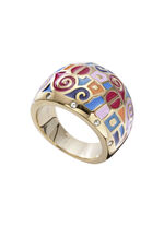 Damesring met mozaïekpatroon en kristallen 