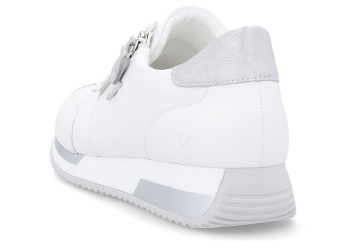 Remonte sneakers met veters en glinsterende zilveren contrastrand WIT