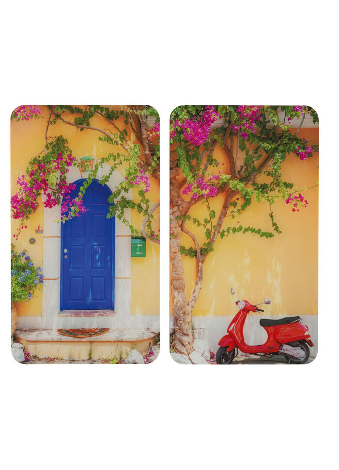 Glazen fornuisafdekplaten, set van 2, Vespa-motief 