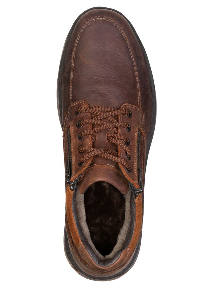 GINO GALANTE, gevoerde herenlaarzen, winterschoenen, met lamsvacht KASTANJE