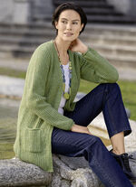 Lange cardigan met parelkwastje LIMOEN GEMARMERD