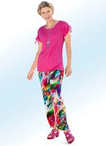 Broek met briljant gekleurde inkjetprint 