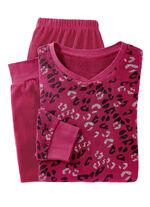 Badstof stretch pyjama met ronde hals en manchetten RUBINROT-GRAU-SCHWARZ