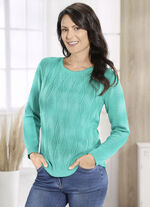 Trui met rekbaar kabelpatroon JADE GROEN