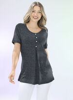 Lang shirt met subtiele all-over print in 2 kleuren ZWART-ZILVER