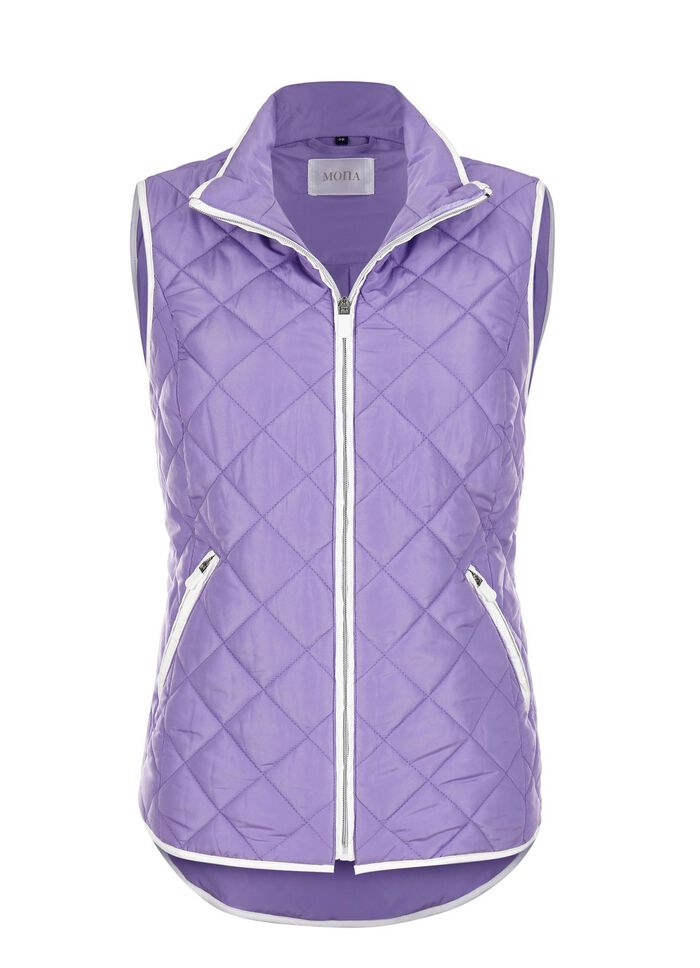 Gewatteerd vest met contrasterende biezen 