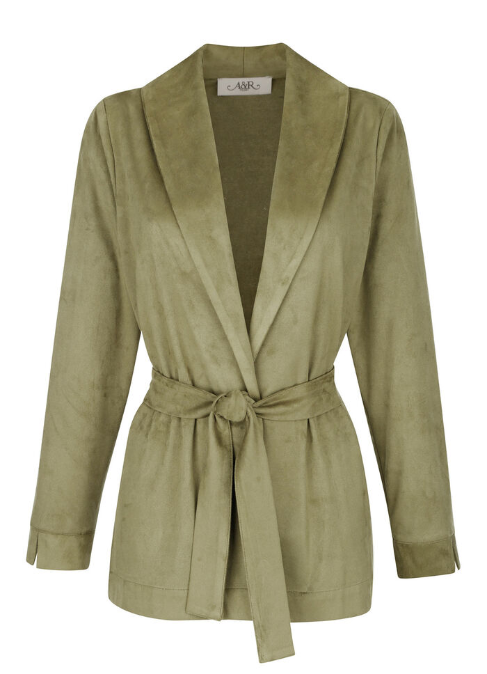 Lange blazer met sjaalkraag 