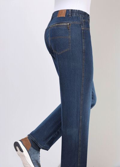 Jeans met elastische taillebandinzetstukken in 3 kleuren 