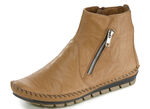 Gemini, comfortabele dames enkellaarsjes, breedte G, met uitneembaar voetbed CAMEL